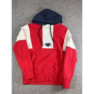 Vintage 90s Wu Wear Wu-Tang Hoodie Mens Red Colorblock Sweatshirt Hip Hop Small